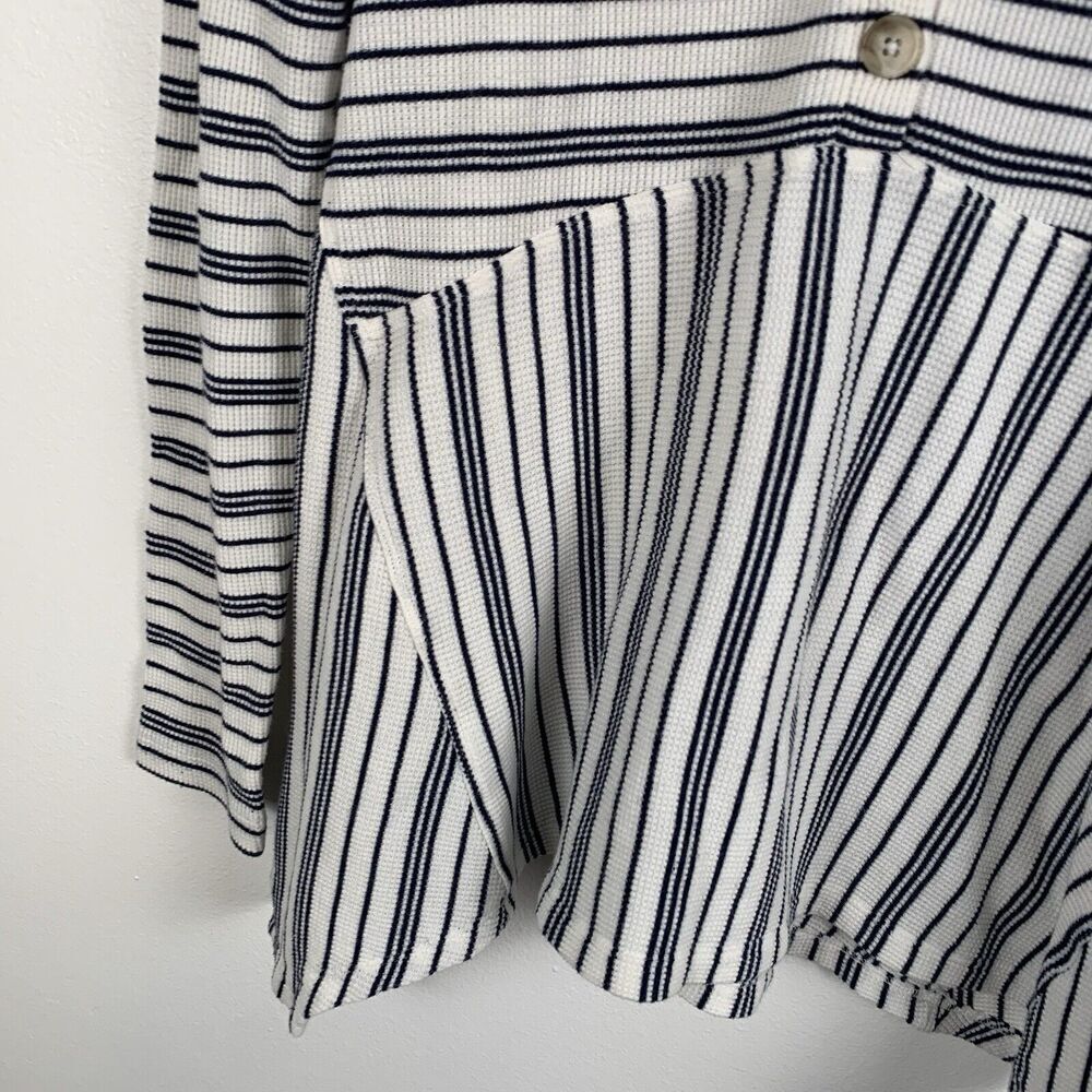 Anthropologie Maeve Eliza Striped Long Sleeve Peplum Henley Top Medium Thermal - Picture 3 of 7